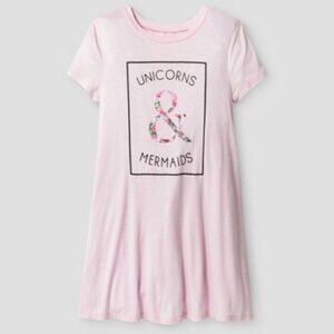 Grayson Social Pink Unicorns & Mermaids Graphic Tee Lightweight Twee‎ Casual